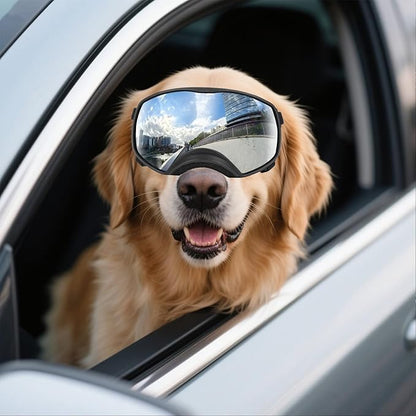 NAMSAN Dog Goggles for Large Dogs, Wide Eyecup &amp; Soft Frame, Anti-UV Sunglasses for Dogs Medium to Large Breed, Driving Dog Eye Protection, Windproof Dustproof, Adjustable, Reflect Silver Lens