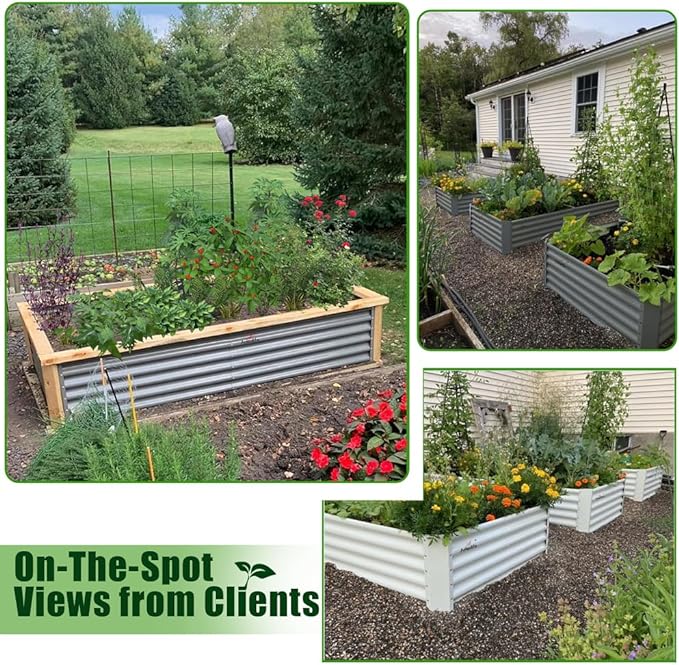 A ANLEOLIFE 6X3X1.5 ft Galvanized Raised Garden Beds Outdoor, Rectangular Metal Planter Box for Planting Vegetables Flowers Herb, Anti-Rust &amp; Easy-Setup, Quartz Grey
