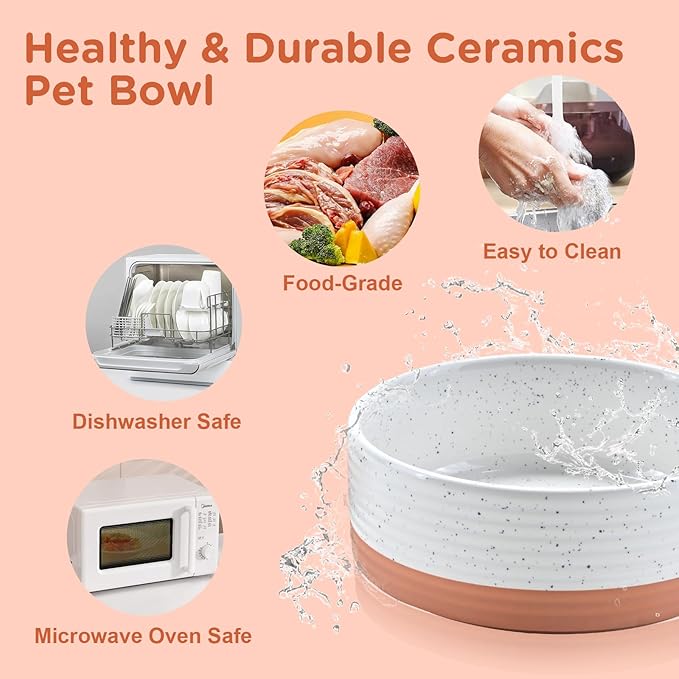 SPUNKYJUNKY Ceramic Dog and Cat Bowls 2 Pack, 5.1&