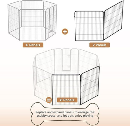 BestPet | Dog Playpen Extender | 40 Inch, 2 Panels | Heavy Duty Metal Pet Exercise Pen | Indoor Outdoor Fence Panels | Rust-Resistant, Removable, Tool-Free Setup | Anti-Skid, Expandable Design