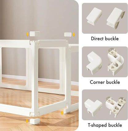 Acrylic Dog Playpen-Clear Dog Play Pen Indoor for Puppy-24”H 10Panels Transparent Pet Fence for Small Animals Rabbit Cat Ferret Whelping Crate Enclosure Cage Kennel with Easy Assembly
