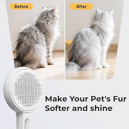 Self Cleaning Slicker Cat Brush - Skin Friendly Shedding Grooming Tool for Dogs &amp; Cats, Pet Supplies Accessories, Deshedding Comb for Short Long Haired Kittens, Massage Function to Removes Loose Fur
