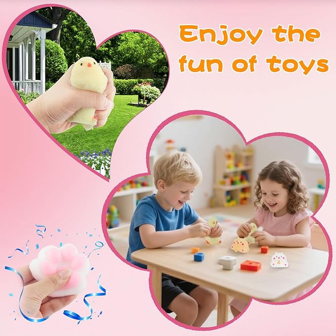 6 Pcs Taba Squishy , Kit Squeeze Toy ,Include Squishies( 2 Cat Paws &amp; 2 Chick,2 Hamster), Soft Stress Relief Squeeze Toy,tress Relief Sensory Toy