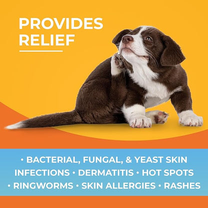 Antibacterial &amp; Antifungal Medicated Wipes for Dogs and Cats – 100 Count - Chlorhexidine Wipes with Ketoconazole for The Treatment of Rashes, Skin Infections, Itchy Paws, and Pet Acne