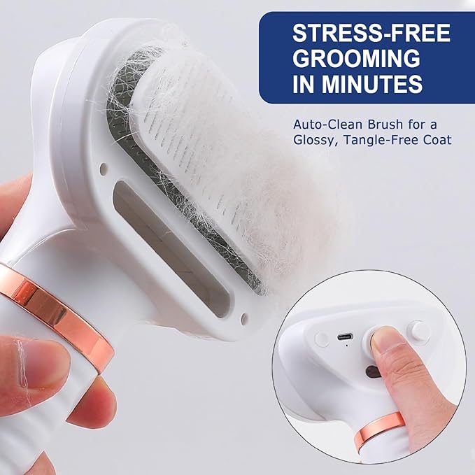 3-in-1 Pet Hair Dryer Brush for Dogs &amp; Cats Portable, Dog Hair Blower &amp; Slicker Brush Adjustable Temp (Low/Middle/High), Overheat Protection