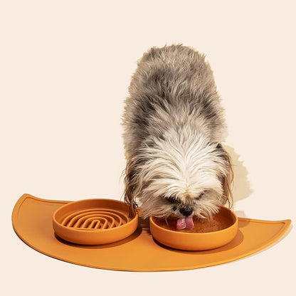 The Slowdown Bowl Silicone Slow Feeder for Cats &amp; Kittens, Slow Eating Mealtime Solution with Modern Lick Mat Design, Reduces Gulping, Fits 1 Cup 6” Across x 1.25” Tall, Small-Blush