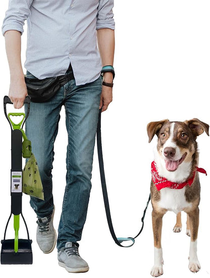32" Pooper Scooper for Large Medium Small Dogs with Bag Attachment, Extra Long Handle Heavy Duty with 30 Dog Poop Bags &amp; 1 Dispenser Poop Scoop, Foldable Dog Poop Picker Upper for Yard
