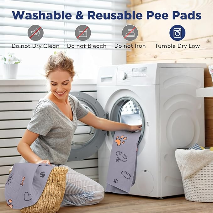 Washable Waterproof Pee Pads for Dogs - 2-Pack Small 18x24 Super Absorbent Reusable Training Pads, Non-Slip &amp; Ideal for Puppies &amp; Dog Playpen, Crate &amp; Potty