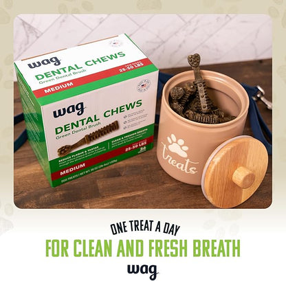 Amazon Brand - Wag Dental Dog Treats to Help Clean Teeth &amp; Freshen Breath - Small, Unflavored, 2.25 pounds, 60 Count (Pack of 1)