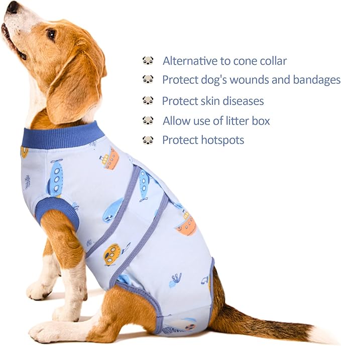 Kuoser Recovery Suit for Dogs Cats After Surgery, Professional Pet Recovery Shirt Dog Abdominal Wounds Bandages, Substitute E-Collar &amp; Cone,Prevent Licking Dog Onesies Pet Surgery Recovery Suit