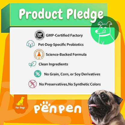 Penpen Probiotics for Dogs, Dogs Probiotics for Digestive Health, Multi-Probiotic and Enzyme Blend Promote Gut Health &amp; Immune Support, Eases Sensitive Stomachs (Beef Chews, 180ct)
