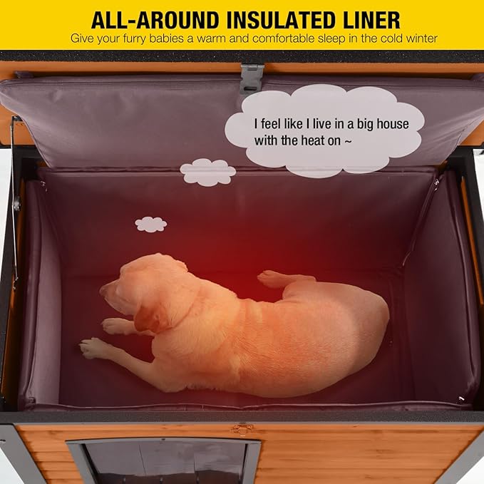 Aivituvin Outdoor Dog House with Insulated Liner Waterproof Dog Kennel for Winter Cat House for Small &amp; Medium &amp; Large Dogs,Cats,Unique All-Around Iron Frame