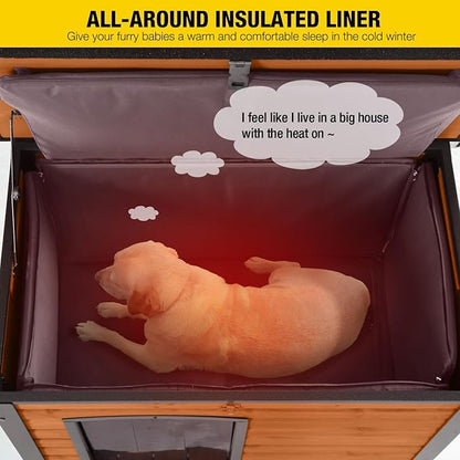 Aivituvin Outdoor Dog House with Insulated Liner Waterproof Dog Kennel for Winter Cat House for Small &amp; Medium &amp; Large Dogs,Cats,Unique All-Around Iron Frame