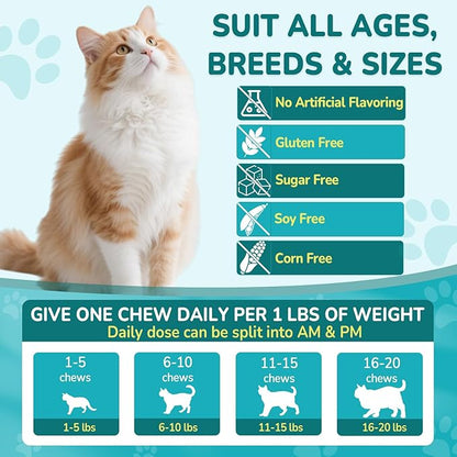 4-IN-1 Flea and Tick Prevention for Cats, 500 Crunchy &amp; Creamy Chews, Cat Flea Treatment, Natural Oral Flea Treatment for Cats, Daily Support for Flea, Immune, Skin &amp; Coat, Gut, Chicken Flavor