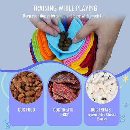 Pet Snuffle Ball, Puzzle Sniffing Interactive Dog Ball for Blind Dogs Training Stress Relief Dog Enrichment Toys Treat Machine Washable (20cm, Rainbow Color Upgrade)