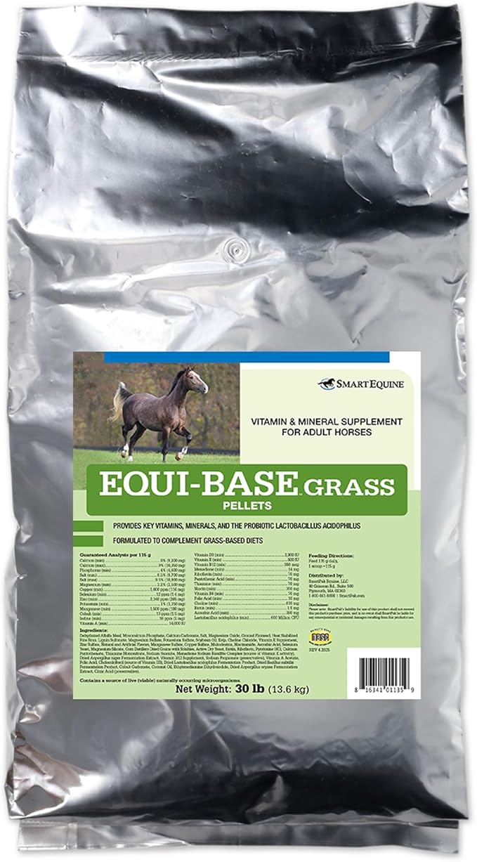 Uckele by SmartEquine EquiBase Grass Pellets | Horse Vitamins &amp; Minerals Supplement, Forage Balancer | Horses in Light to Moderate Work | 30 lb Bag