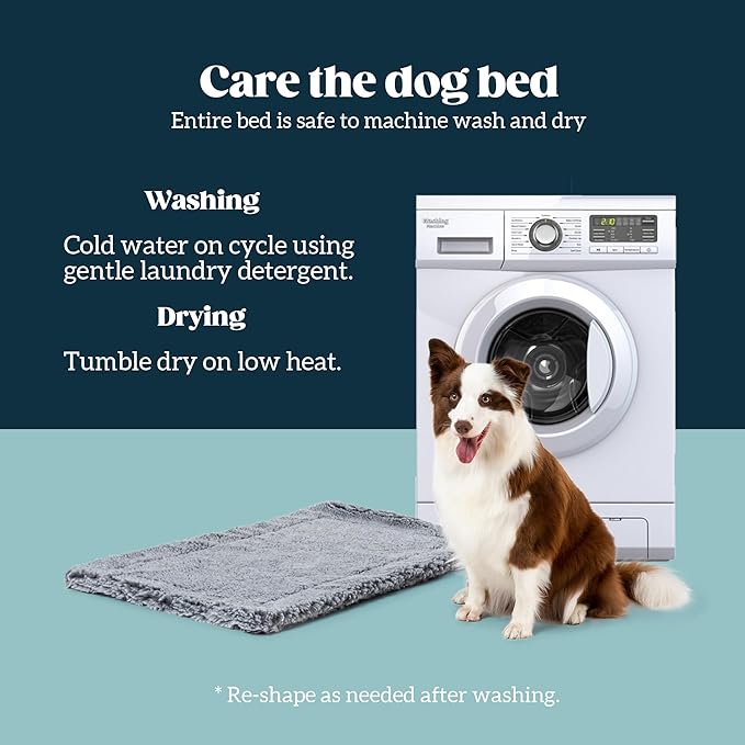 Stoutwool Indestructible Dog Bed - Fluffy Chew Proof Dog Crate Pad - Tough Kennel Pad for Aggressive Chewers - Washable, Ideal for Large Breeds &amp; Fits 36-Inch Crate - 35"x22", Charcoal