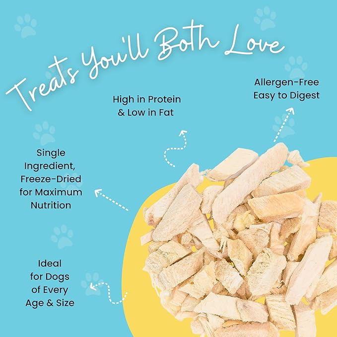 hotspot pets Freeze Dried Chicken Treats for Cats &amp; Dogs -1LB Big Bag- Made in USA - Single Ingredient - Resealable Bag, All Natural Grain-Free (Chicken Breast)- Perfect for Training, Topper or Snack