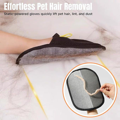 2PCS Pet Hair Removal Glove, 2025 Pet Hair Remover Electrostatic Gloves Washable Reusable Grooming Tool for Cats &amp; Dogs Furniture Bed Sheets Couch Clothes Carpet Car Seat