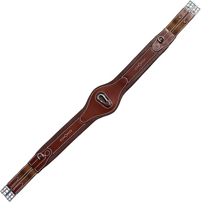 Exion Designer Anatomic Snap Over Lay Girth | Comfortable Leather Horse Girth for English Saddles | Jumping &amp; Riding