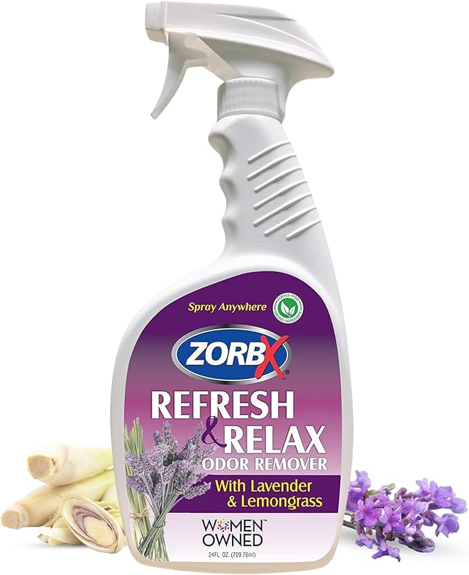 ZORBX Lavender &amp; Lemongrass Spray, 24 Oz - All-Purpose Deodorizer, Refreshes Fabric, Removes Strong Odors, Perfect for Home, Car, Gym, Laundry