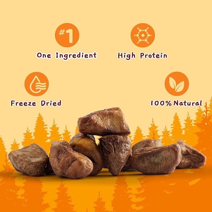 Jungle Calling Freeze Dried Cat &amp; Dog Treats, Freeze Dried Chicken Hearts for Cats &amp; Dogs, High Protein Single Ingredient Chicken Heart Treats, Grain Free Pet Training Treats (Chicken Hearts, 2.3 oz)