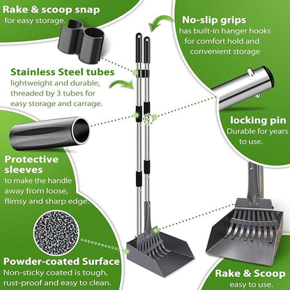 Outdoor Dog Poop Trash Can with Pooper Scooper &amp; 60 Free Poop Bags -15 L/4 Gallon Dog Waste Trash Can Pet Waste Disposal Station with Inner Bucket - Metal Dog Pooper Scooper Great for All Sized Dogs