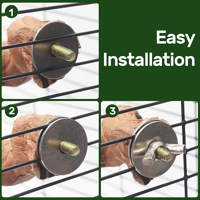 4-Piece Bird Perch Set with Rotating Ball Stand - Natural Wood Bird Gym &amp; Playground for Parrots, Cockatiels, Budgies