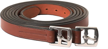Exion Pre-Stretched Leather Stirrup Leathers for English Saddles | Premium Vegetable-Tanned Non-Stretch Stirrups for Jumping, Dressage &amp; Schooling | 18-Hole Numbered Adjustment &amp; SS Buckles