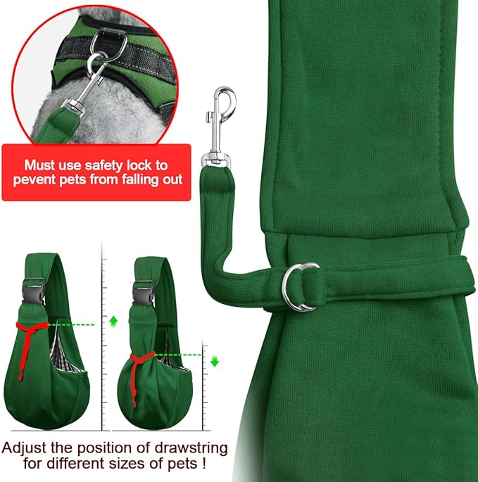 Tomkas Dog Sling Carrier for Small Dogs Puppy Carrier for Small Dogs (Emerald Green, Adjustable Strap &amp; Zipper Pocket)