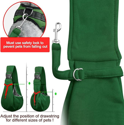 Tomkas Dog Sling Carrier for Small Dogs Puppy Carrier for Small Dogs (Emerald Green, Adjustable Strap &amp; Zipper Pocket)