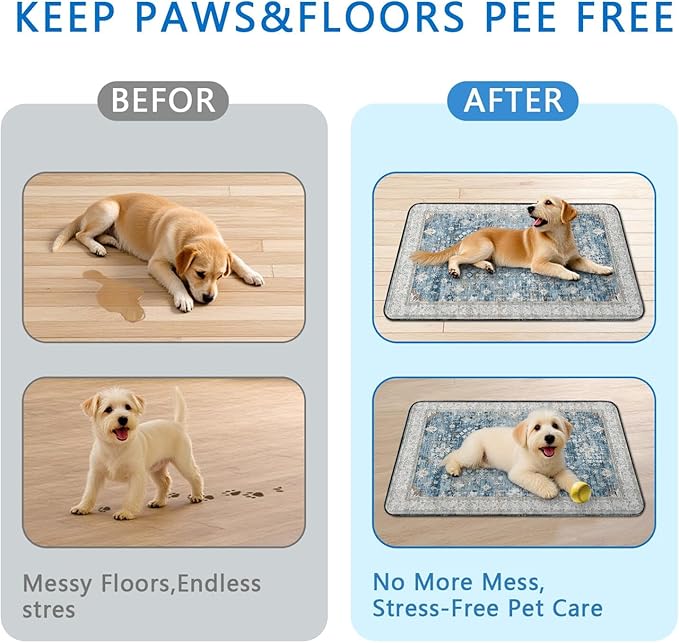 Washable Pee Pads for Dogs 2 Pack, Absorbent Reusable Puppy Pads Waterproof, Leakproof &amp; Non-Slip Whelping Pad, Potty Training Pads for Dogs Playpen Mat 24x36