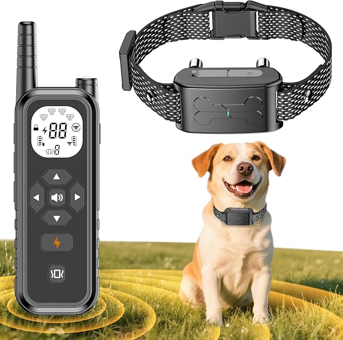 Wireless Dog Fence Invisib for Dogs Electric Fence 185 Days Standby Training Collar, Flash Light &amp; Waterproof Portable Dog Perimeter Collar with 3 Training Mode for 1 Dog Large Medium