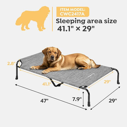 Veehoo Original Elevated Dog Cot - Raised Headboard Cooling Pet Bed, Large Dogs, Non-Slip &amp; Breathable, XXL, CWC2417A