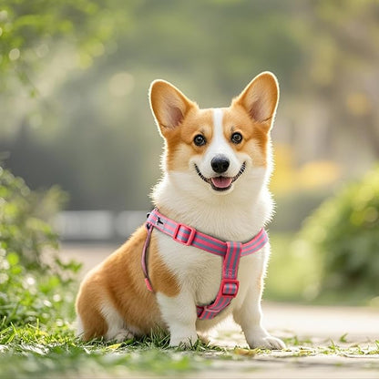 Stripe Step in Dog Harness for Small Dogs, Freedom Nylon Dog Halter Vests, Lightweight and Escape Proof Puppy Harness, Quick Fits for Small Medium and Large Dogs, Pink S