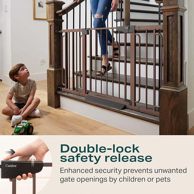 Cumbor 29.7-57" Extra Wide Baby Gate for Stairs, Mom&