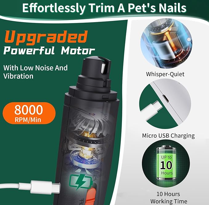 2-in-1 Dog Nail Clippers &amp; Cat Nail Clippers Trimmers for Large Medium Small Dogs Cats Claw Trimmer Quick Sensor and Safety Guard USB Rechargeable with 2 LED Lights Dogs Nail Trimmer