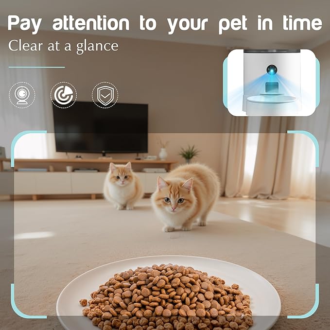 Warcat Vacuum Automatic Smart Cat Feeder with Timed Remote Control &amp; Visual Monitoring, APP-Enabled Pet Food Dispenser for Cats, Dogs &amp; Small Animals, Automatic Feeding Solution
