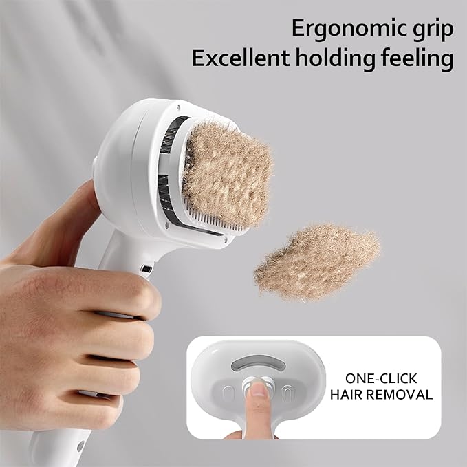 Cat/Dog deshedding brush with spray, Self-Cleaning Hair Comb for Long &amp; Short Haired indoor Cats and Dogs (White)