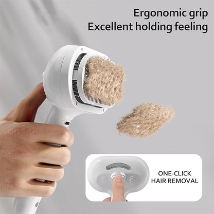 Cat/Dog deshedding brush with spray, Self-Cleaning Hair Comb for Long &amp; Short Haired indoor Cats and Dogs (White)