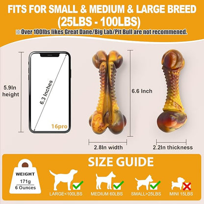 Dog Toys for Aggressive Chewers, Indestructible Dog Chew Toys for Large Medium Small Breed, Tough Nylon Interactive Durable Chew Toy Bone for Puppy Teething Toy Bacon Flavor, Best Gift&amp;Keep Them Busy