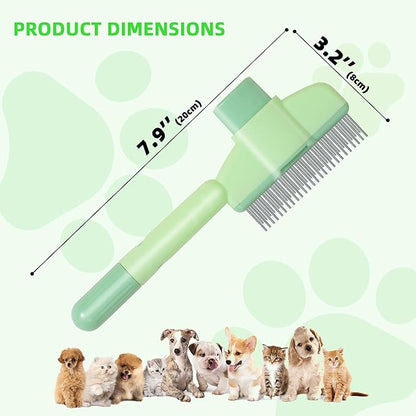 Pet Hair Removal Comb,New Cat Brush with Release Button,Pet Grooming Brush for Short&amp;Long Pet Hair,Deshedding Brush for Pet (green)