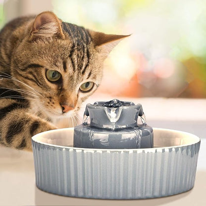 Ceramic Cat Water Fountain, 2.1L/71oz Cupcake Pet Water Fountain for Dog and Cat Indoor, 2 Ultra Quiet Pumps &amp; 3 Carbon Filters