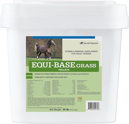 Uckele by SmartEquine EquiBase Grass Pellets | Horse Vitamins &amp; Minerals Supplement | Forage Balancer | Horses in Light to Moderate Work | 15 lb Bucket