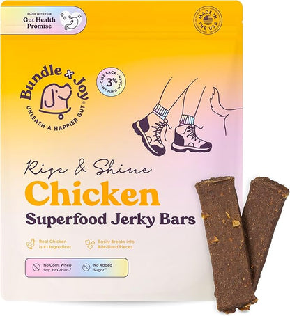 Rise &amp; Shine Dog Treats, Chicken Jerky, Snack Bars, Puppy Training Treats, Natural Superfood, Grain, Corn, Poultry &amp; Soy Free, 16oz