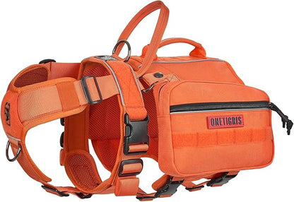 Onetigris Dyno Outdoor Harness for Dogs with Pockets, Front Range Pack, Saddle Bag Dog Hiking Vest with Handles