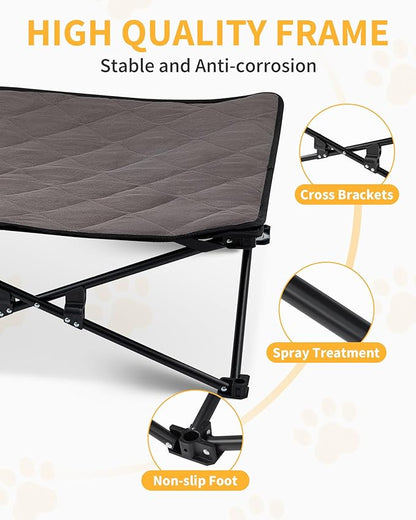 KingCamp Elevated Dog Bed for XL Dogs, Outdoor Raised Cooling Pet Cot Bed with Washable Breathable Mesh &amp; No-Slip Feet Perfect for Camping, Backyard, Indoor Use (X-Large, Black)