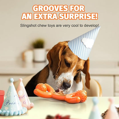 Indestructible Dog Toys for Aggressive Chewers - Heavy Duty Chew Proof Durable Toy for Large Breed Dogs, Interactive Tough Nylon Bone for Boredom Relief &amp; Mental Stimulation,Orange
