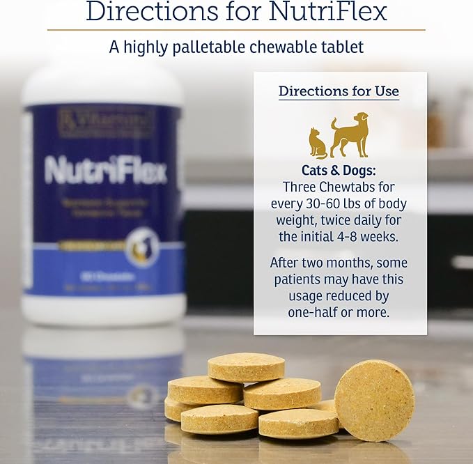 Rx Vitamins NutriFlex for Cats &amp; Dogs - Glucosamine for Dogs Hip and Joint Supplement - with Bovine Collagen and Chondroitin - Joint Pain Relief &amp; Anti Inflammatory for Dogs - Beef Liver (90 Chews)