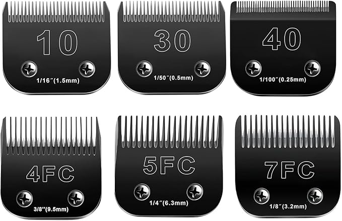 10 Blades Dog Grooming Blades Compatible with Andis/Oster A5/Wahl KM-10 Series Dog Clippers,Detachable Clipper Replacement Blade (6PCS Black-